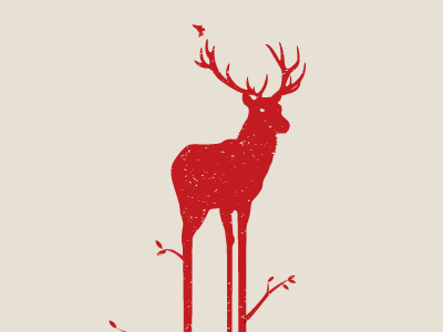 Music Poster antlers bird branch deer elk illustration tree vector