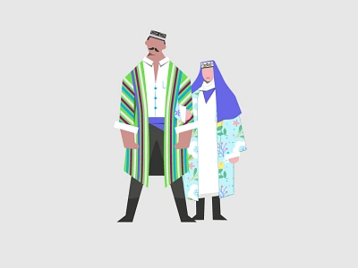 Uzbekistan Traditional Clothes 3d artist character character animation cinema4dart couplegoals couples flat illustration history illustrations loveillustration traditional ui uzbek uzbekistan vector