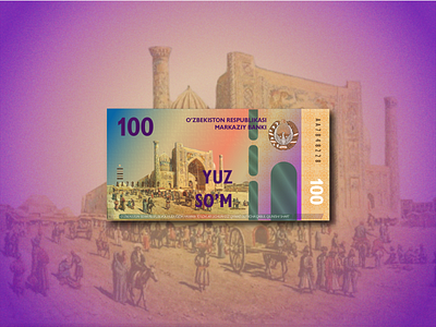 Dribbble Currency Challenge | 100 Uzbek So'm Design 3d artist bill challenge challenge accepted challenger currency currency converter currency exchange dribbbleweeklywarmup flat illustration illustration money notebook rebound som sum uzbekistan wealth