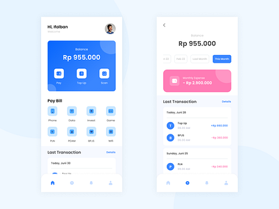 E-Wallet Home Screen branding design flat design flyer design graphic design illustration instagram feed poster design ui