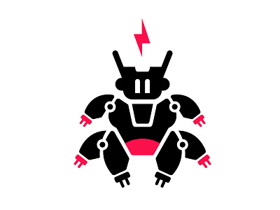 Robo android branding character cute cyber drone electric entertainment future game icon logo mech minimal pink robot tech