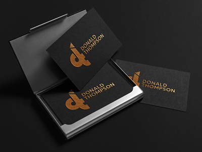 Donald Thompson branding business card card ci dt gold logo