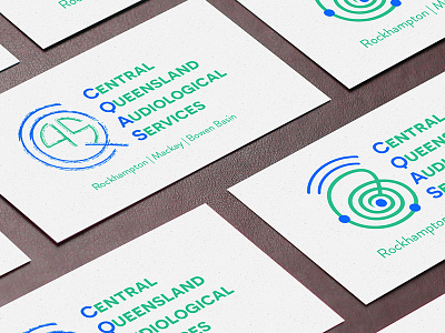 Central Queensland Audiological Services audiology australia blue branding business card ci ear logo