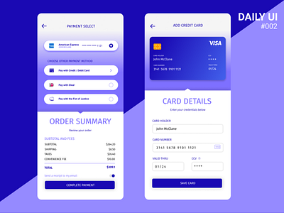 #DailyUI - 002 app checkout checkoutscreen dailyui dailyuichallenge interfacedesign pay payment app payment form uidesign