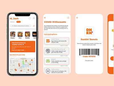 DailyUI #061 - Coupon app bright color combinations coupon dailyui dailyui061 dailyuichallenge dunkin donuts interfacedesign rewards uidesign voucher