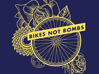 Bikes Not Bombs T-shirt bikes illustration tshirt
