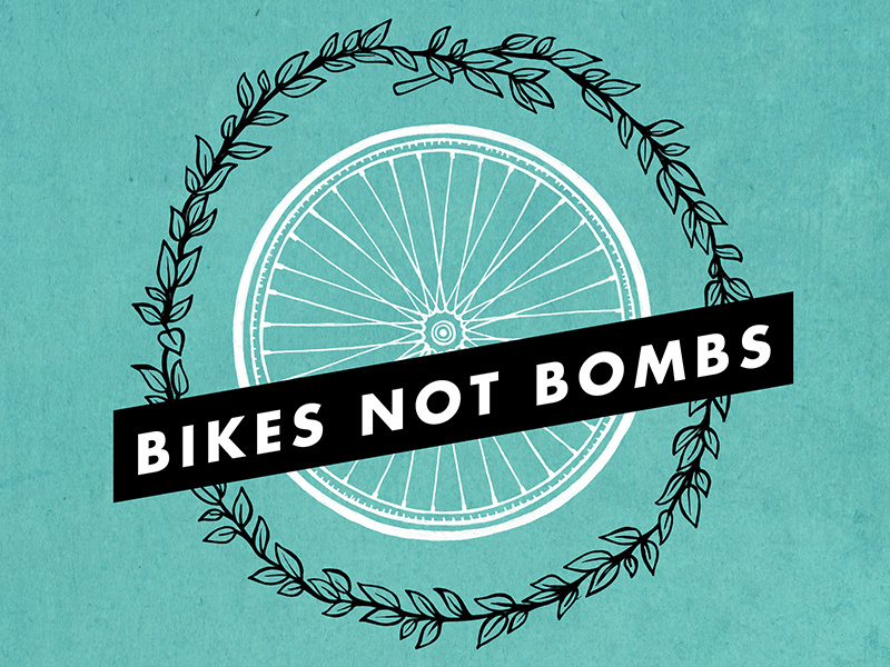 Bikes Not Bombs illustration by Sophie Greenspan on Dribbble