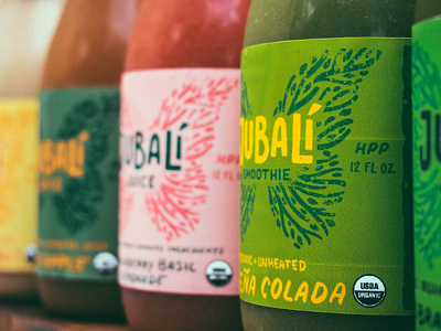 Jubalí labels illustration juice lettering packaging
