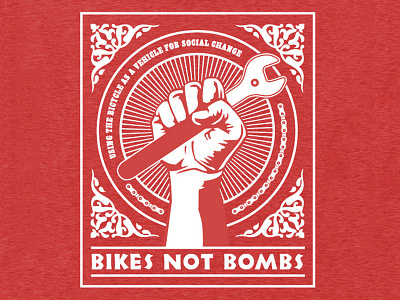 Bikes Not Bombs t-shirt bicycle bikes illustration tshirt
