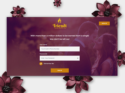 Online Dating webiste brown design flat design flat layouts login design login page login screen