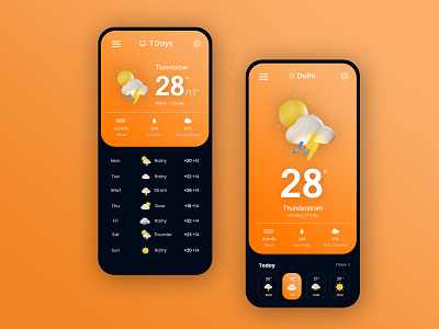 Weather Application design flat layouts flatdesign mobile desin mobile ui ui weather app weather forecast