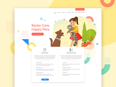Veterinary Clinic corporate landing page mockup user interface