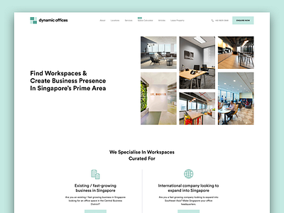 Rent Office Space clean co working corporate landing page mockup user interface