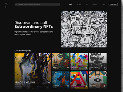 NFTs marketplace website landing page