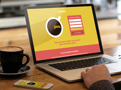 Yes Landing Page clean coffee download flat form illustration landing page mockup simple web design website yes