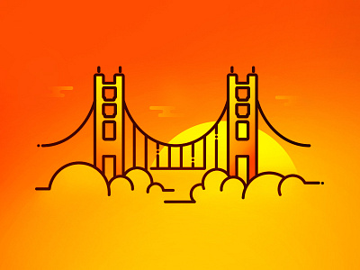 San Francisco bridge california city clouds gate golden gradient icon illustration san francisco sf sun