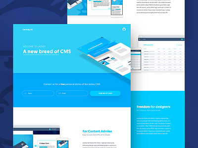 Lackey Website cms donkey interface lackey landing page nodejs one page style guide ui ux web design website