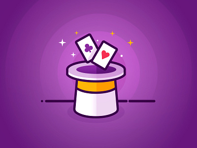 Magic cards gradient hat hearts icon illustration line magic magician spades trick vector