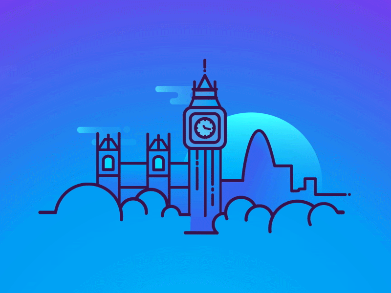 London animation big ben city clouds england gif gradient icon illustration london sun uk