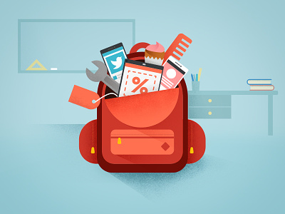 Google Back-to-School back to school backpack digital garage digital marketing flat google illustration rucksack school small business social media vector