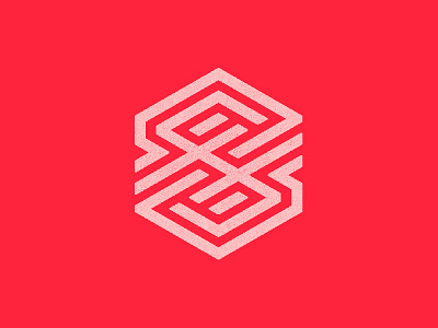 Logo Idea geometric hexagon hi tech interlaced letter red s security shield strong tech woven