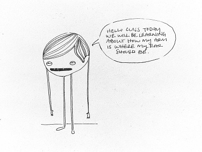 Hello Class cartoon character comb over doodle drawing humanoid illustration sketch skinny teacher weird