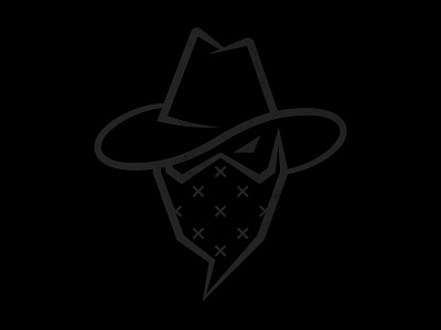 Outlaw Dude bandanna bandit brooding chiseled dark hat illustration mascot shadow sneaky sports villain