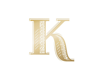 K art deco elegant gold intricate k letter lettering open face pattern rich serif swash