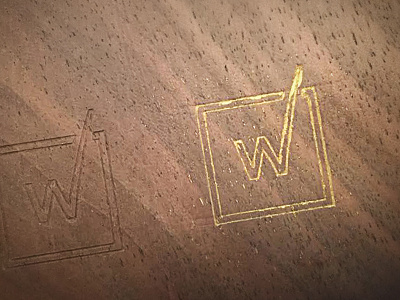 Maker's Mark deboss gold inlay gold leaf logo monogram stamp symbol w wood woodworking