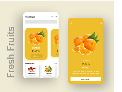 fresh fruits adobe xd app branding design flat minimal ui ux