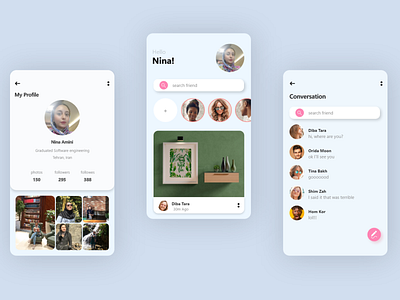 profile adobe xd app design flat minimal ui ux web