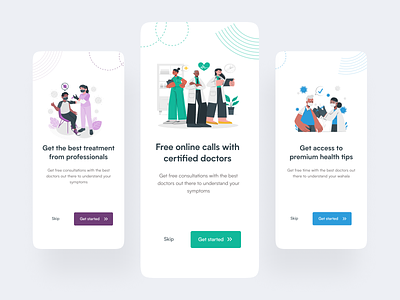 Onboarding screens for a medical app