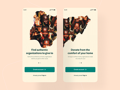 Donation app app design minimal ui
