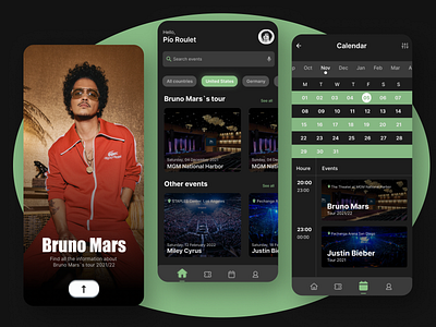 Music Concert App calendar calendario concierto design music music concert musica ui ux