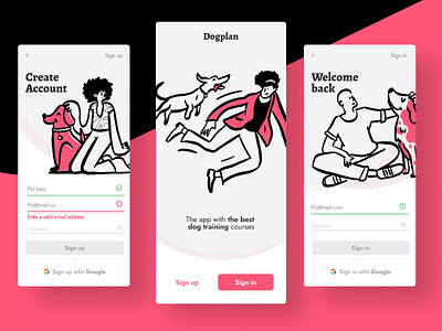 Dogplan - Sign up, sign in design dog dog app sign in sign up ui ux