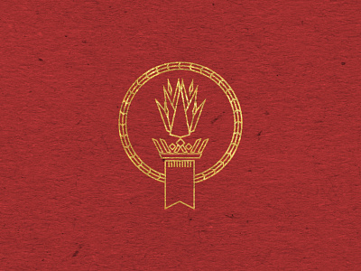 John Wells-Crimson & Gold Stamp badge branding foil logo mark seal stamp texture