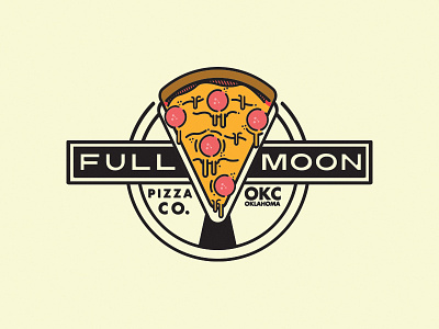 Full Moon Pizza Co. branding cheesy food logo pizza thick lines