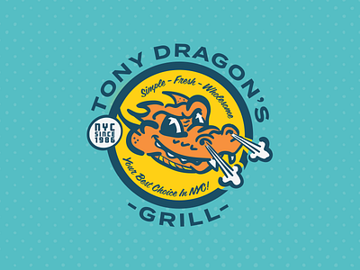 Tony Dragon's branding character dragon food food truck mascot nyc toon