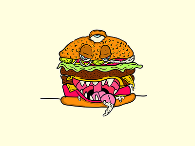 SCARRFFF!!! cartoon character cheese burger doodle food illustration moodle