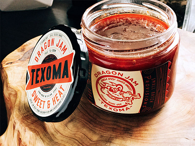 TEXOMA Dragon Jam Final bbq branding character hot sauce jar label packaging product texas