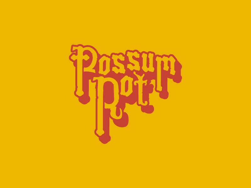 POSSUM ROT mark logo cannabis swamp metal rock n roll band stoner rock grunge old english type