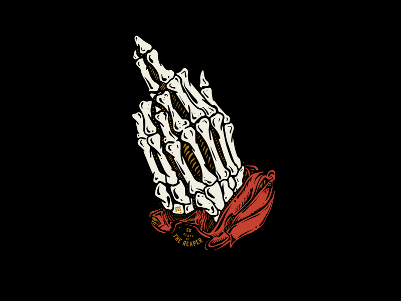 PRAYERS illustration prayers hands skull bones skeleton