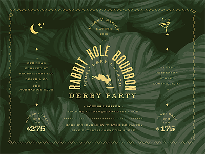 RABBIT HOLE BOURBON DERBY PARTY bourbon cocktail derby invite kentucky lockup louisville moon rabbit