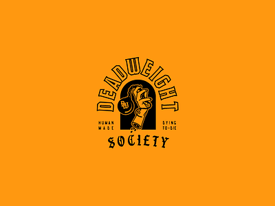 Deadweight Society ball and chain branding hand illustration lockup logo logo type