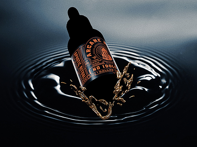 Arcane Black by No Idols 3d render beard oil bottle label branding gold illustration luxe mockup packaging skeleton