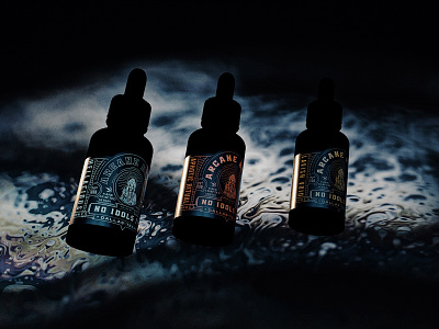 Arcane Black : Full line of Beard Serum 3d render beard oil branding illustration label package design packaging render serum