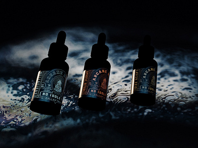 Arcane Black : Full line of Beard Serum 3d render beard oil branding illustration label package design packaging render serum