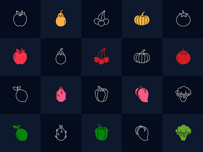 Icon Pack - Vegetables & Fruits fruits icon icon design iconography icons vegitables