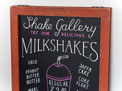 Shake Gallery chalkboard chalkboard design illustration lettering milkshake milkshakes typography
