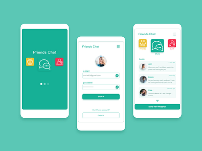 Mobile application: Friends Chat app chat app concept concept design design ui